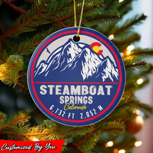 Steamboat Springs Colorado Retro Sunset Souvenirs Ceramic Tree Decoration