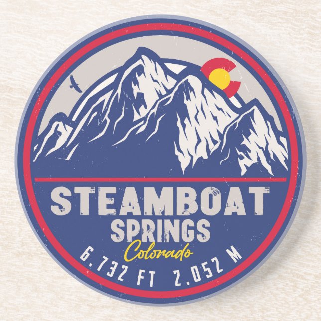 Steamboat Springs Colorado Retro Sunset Souvenirs Coaster (Front)