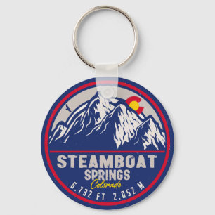 Steamboat Springs Colorado Retro Sunset Souvenirs Key Ring