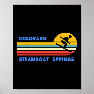 Steamboat Springs Colorado Skiing Skier Ski Vintag Poster