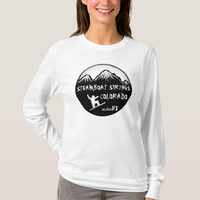 Steamboat Springs Colorado snowboard art hoodie T-Shirt (Front)