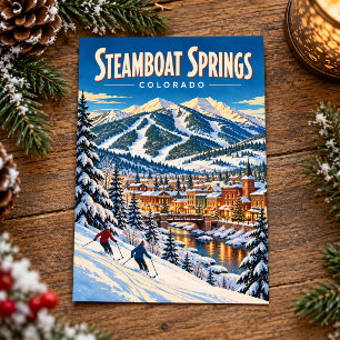 Steamboat Springs Colorado Vintage Ski Travel Postcard
