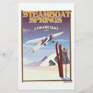 Steamboat Springs colorado vintage travel poster Stationery