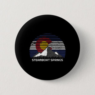 Steamboat Springs Colorado x CO Flag Mtn Top 6 Cm Round Badge