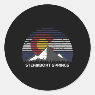Steamboat Springs, Colorado X Co Flag Mtn Top Classic Round Sticker
