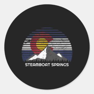 Steamboat Springs Colorado x CO Flag Mtn Top Classic Round Sticker