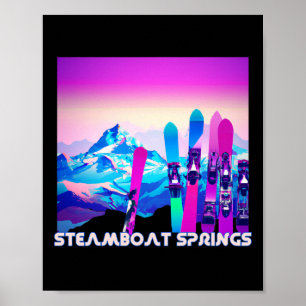 Steamboat Springs Ski Retro 80's Style Skiing And Poster