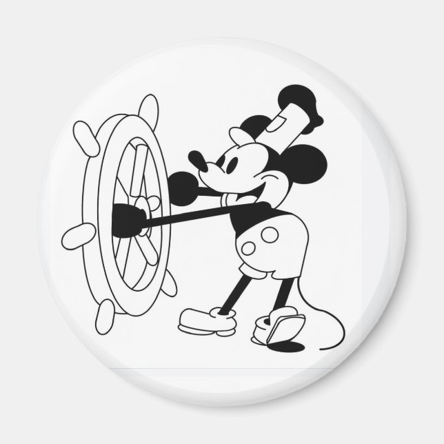 Steamboat Willie round magnet  (Front)