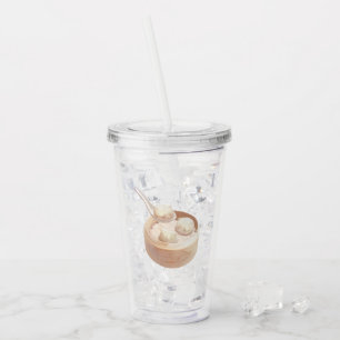 Steamed Bao Buns with Tea Acrylic Tumbler