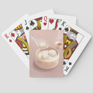 Steamed Bao Buns with Tea Playing Cards