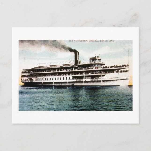 Steamer Americana, Crystal Beach Line Postcard (Front)