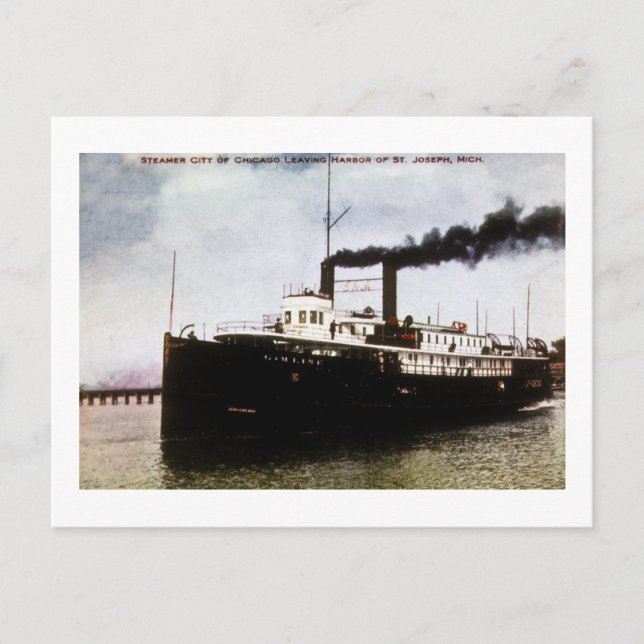Steamer City of Chicago, Harbour St Joseph Michiga Postcard (Front)
