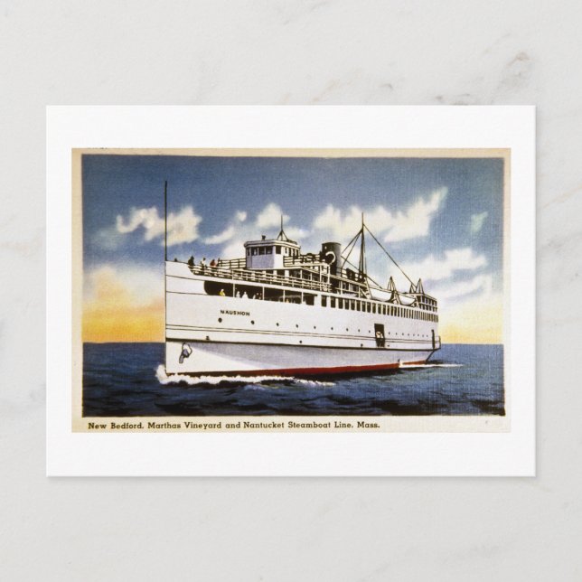 Steamer Naushon, Nantucket Steamboat Line, Mass. Postcard (Front)