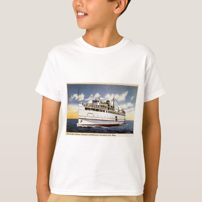 Steamer Naushon, Nantucket Steamboat Line, Mass. T-Shirt (Front)