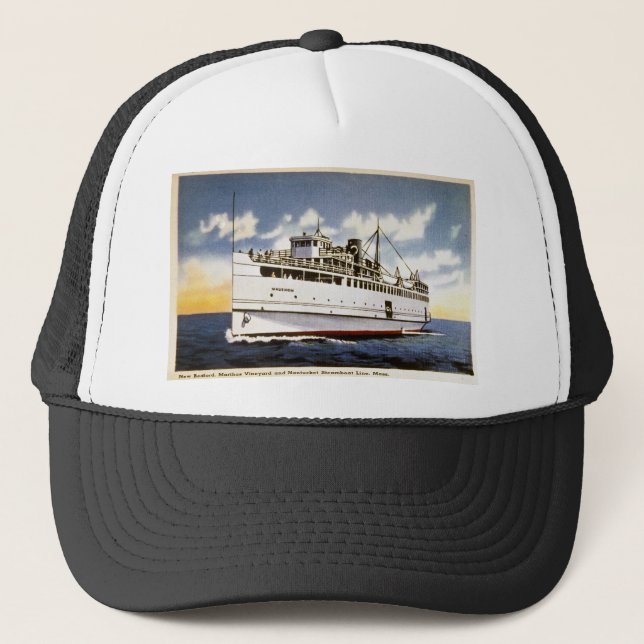 Steamer Naushon, Nantucket Steamboat Line, Mass. Trucker Hat (Front)