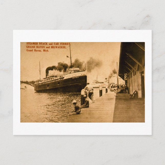Steamer Nyack and Car Ferries, Grand Haven, MI Postcard (Front)