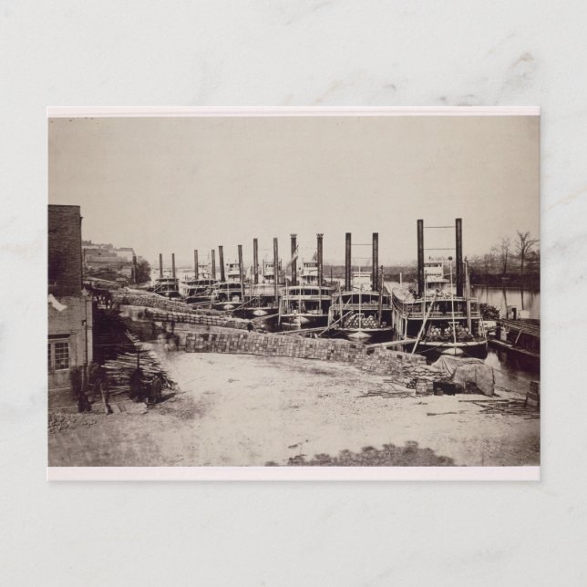 Steamers on the Mississippi (b/w photo) Postcard (Front)