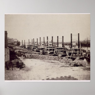 Steamers on the Mississippi (b/w photo) Poster