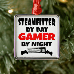 Steamfitter Loves Playing Video Games Metal Tree Decoration