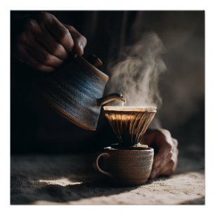 Steaming Ceramic Pour Over Poster