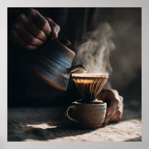 Steaming Ceramic Pour Over Poster