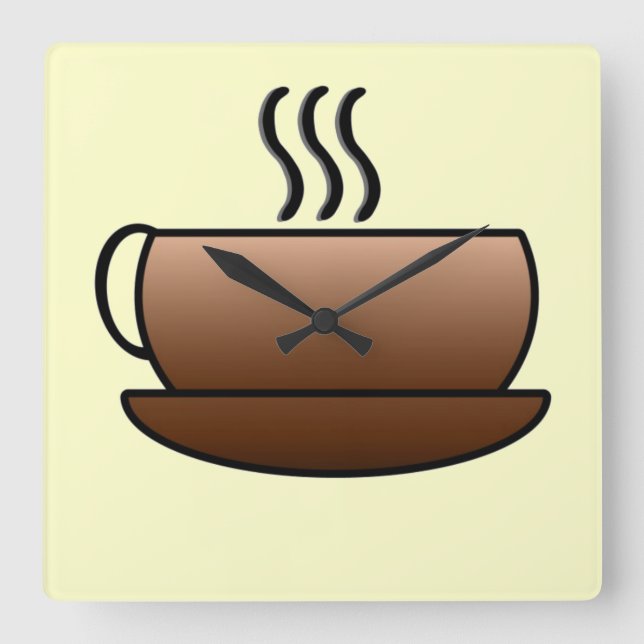 Steaming Coffee Mug Square Wall Clock (Front)