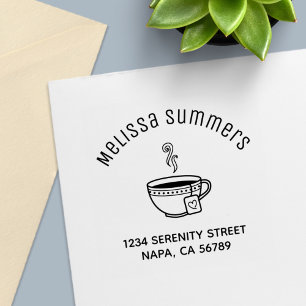 Steaming Cup of Coffee Arch Address Self-inking Stamp