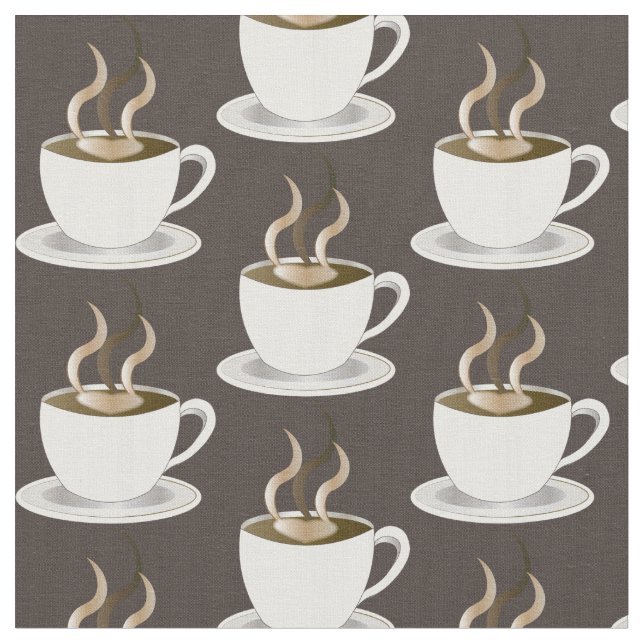 Steaming Cup of Coffee Pattern Fabric (Close Up)