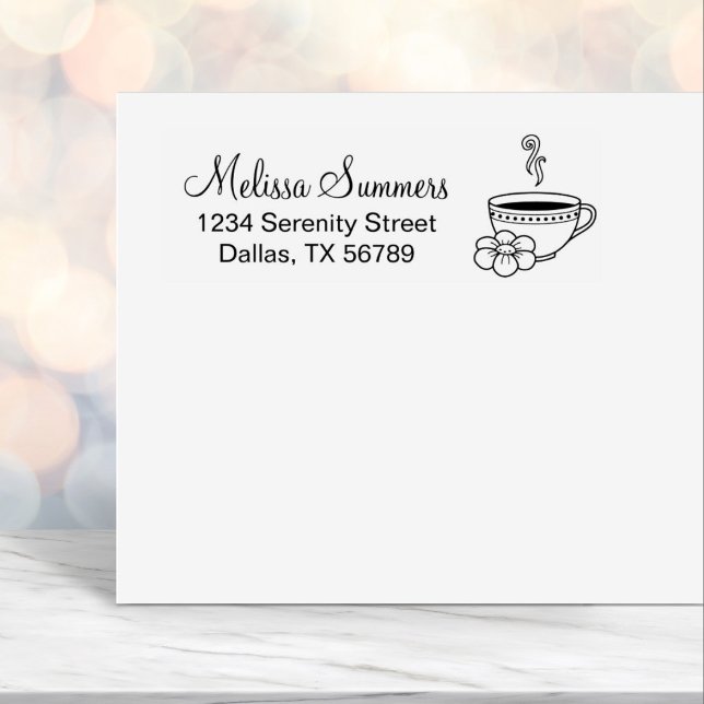 Steaming Cup of Herbal Tea Address Self-inking Stamp (Creator Uploaded)