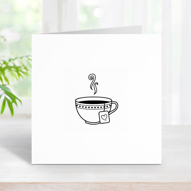 Steaming Cup of Tea Loyalty Punch Card Rubber Stamp (Creator Uploaded)