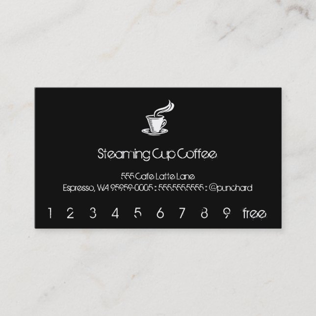 Steaming Cup Punch-Card / Loyalty Card (Front)
