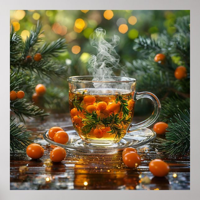 Steaming herbal tea poster (Front)