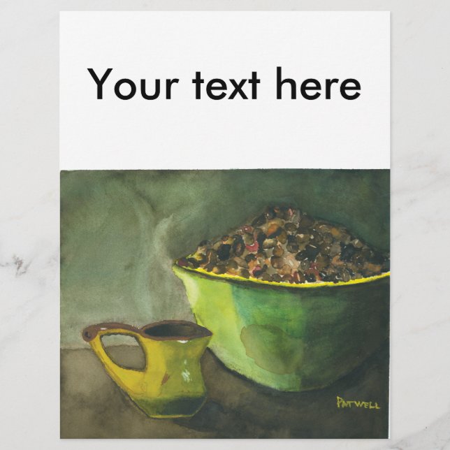 Steaming Morning Cup of Coffee Bowl Coffee Beans (Front)