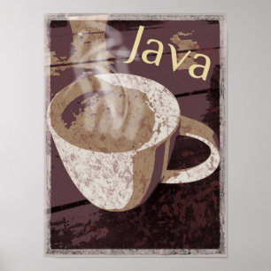 Steaming Rustic Java Mug Poster