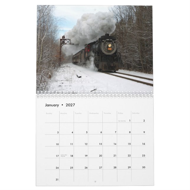 Steaming Through The Year Calendar (Jan 2027)