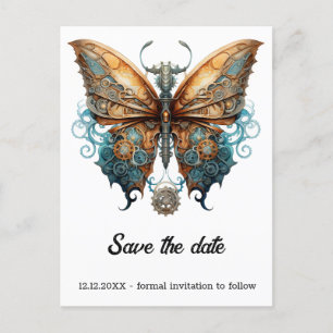 Steamlace Swallowtail Butterfly Steampunk Wedding  Announcement Postcard
