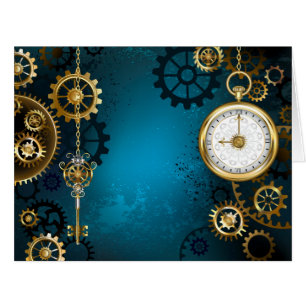 Steampun turquoise Background with Gears