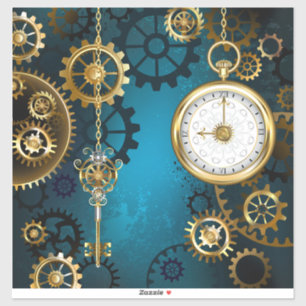 Steampun turquoise Background with Gears