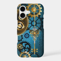 Steampun turquoise Background with Gears