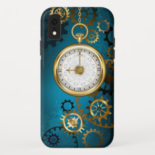 Steampun turquoise Background with Gears Case-Mate iPhone Case