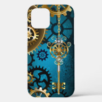 Steampun turquoise Background with Gears
