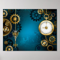 Steampun turquoise Background with Gears