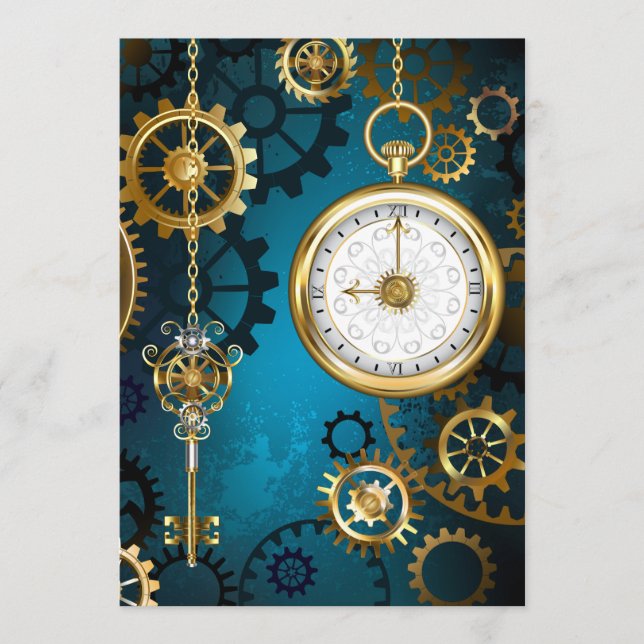 Steampun turquoise Background with Gears Programme (Front)