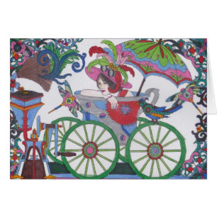 Steampunk 14 Woman in Red, Silver, Blue Bathtub