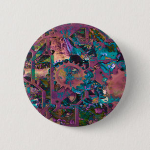 Steampunk, abstract 6 cm round badge