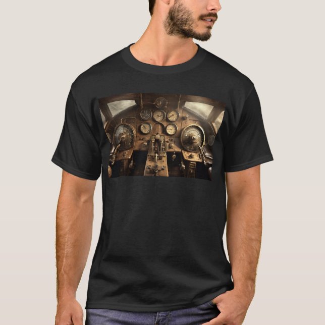 Steampunk aeroplane cockpit T-Shirt (Front)