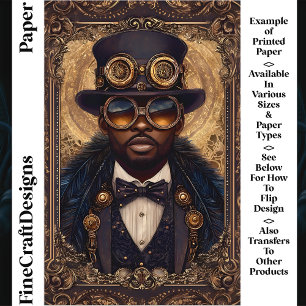 Steampunk African American Man CM6 Scrapbook Paper