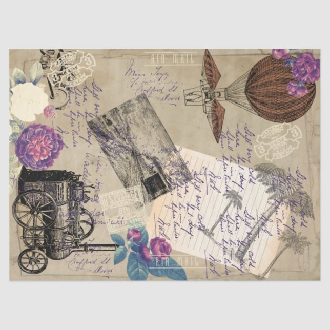 Steampunk Air Balloon Industrial Art Tissue Paper (Front)