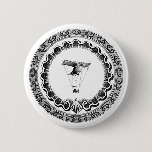 Steampunk Airship Flying Blimp 6 Cm Round Badge