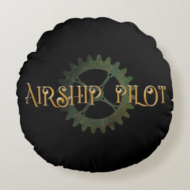 Steampunk Airship Pilot  Round Cushion (Front)